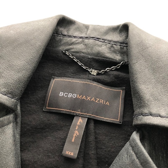 bCBG MAX AZRIA Leather Moto Biker Jacket XXS 2XS - Picture 6 of 7